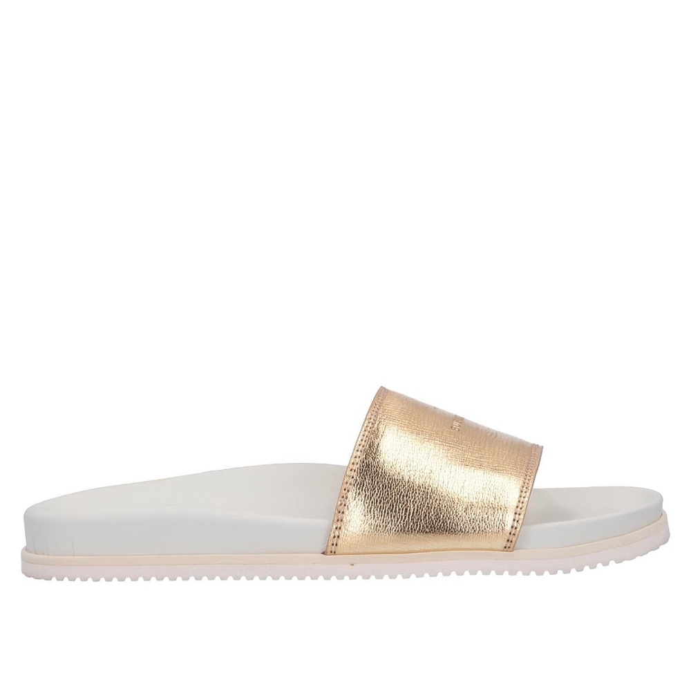 Buscemi Women's Metallic Gold Leather Slide Sandal - Picture 1 of 7